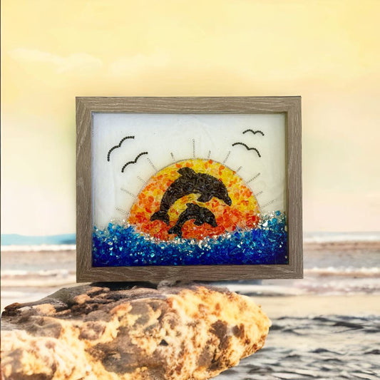 Dancing Dolphins at Dawn β Crushed Glass Art Kit