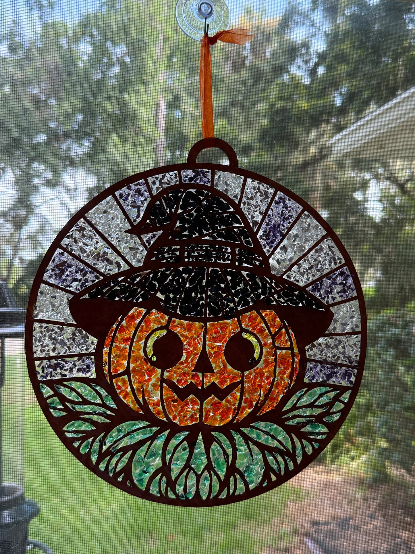 Pumpkin Crushed Glass Suncatcher Kit