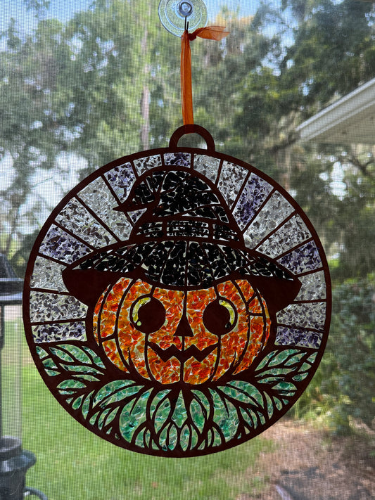Pumpkin Crushed Glass Suncatcher Kit