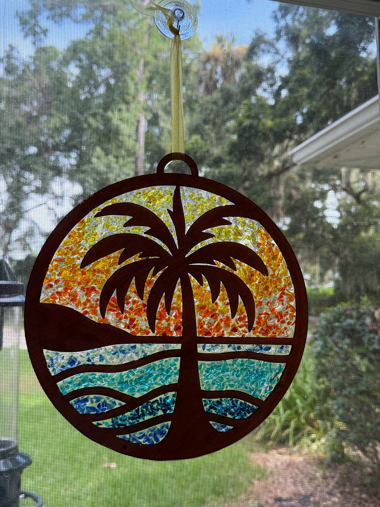 Palm Tree Crushed Glass Suncatcher Kit