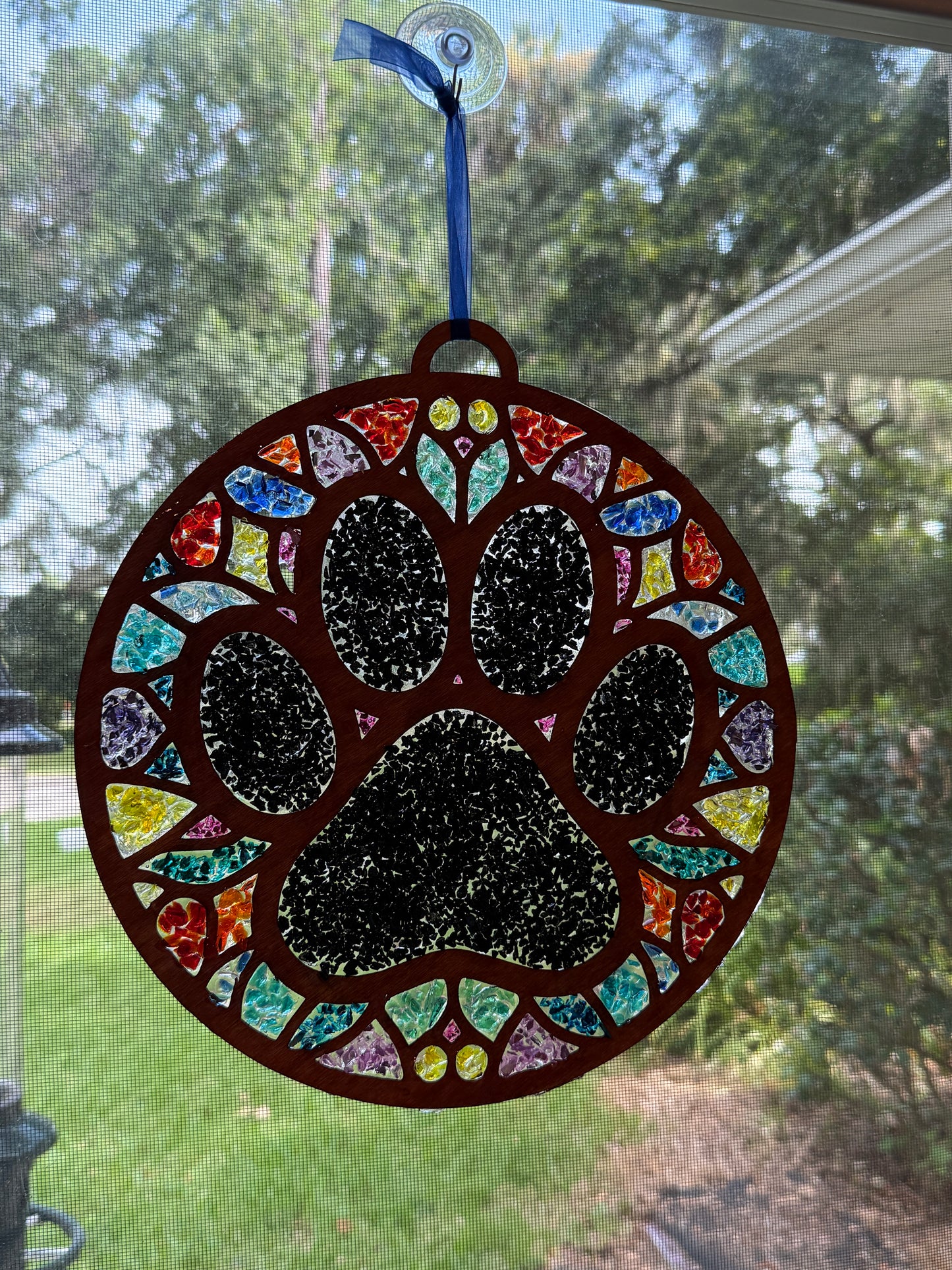 Paw Print Crushed Glass Suncatcher Kit