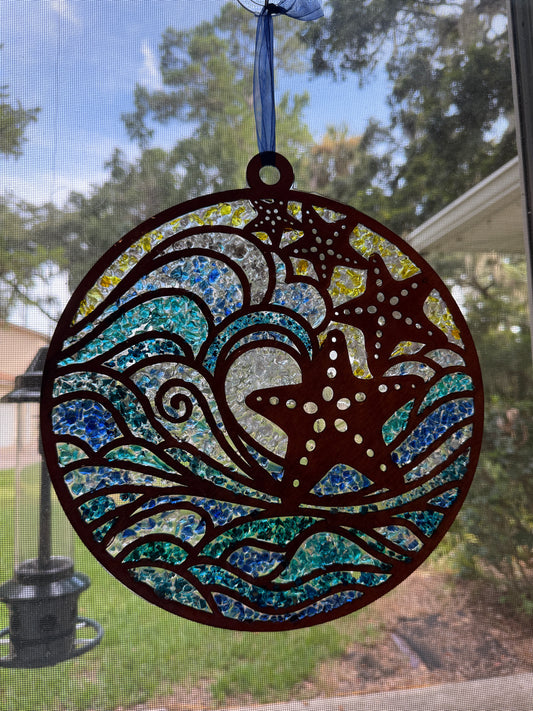 Starfish Crushed Glass Suncatcher Kit