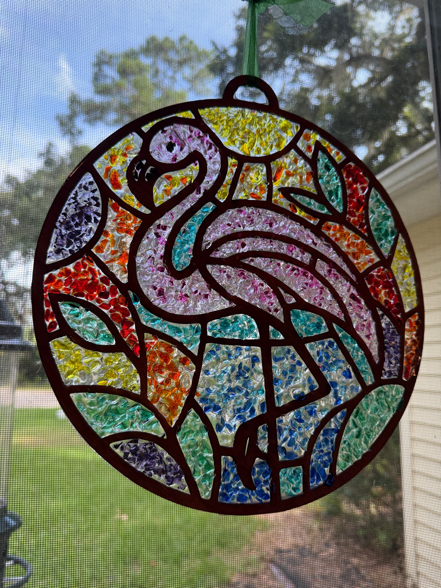 Flamingo Crushed Glass Suncatcher Kit