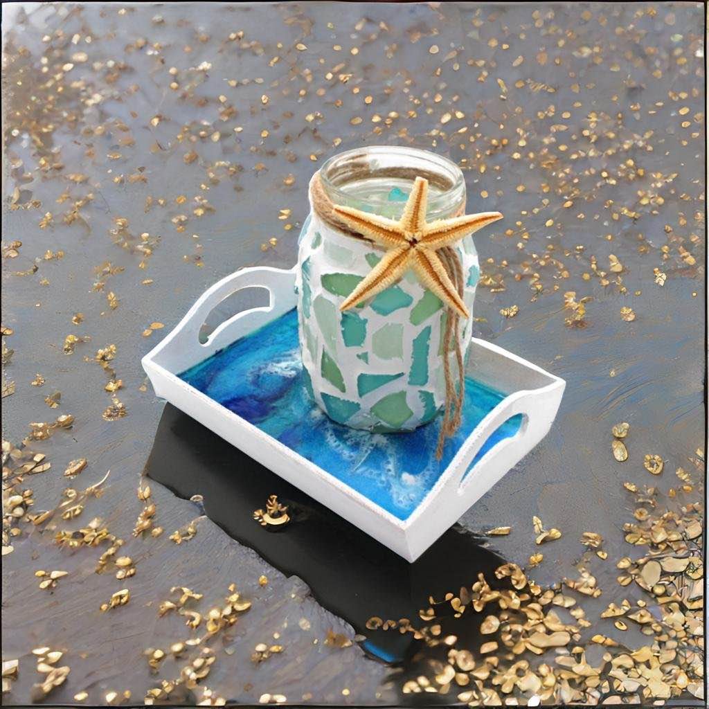 Sea Glass Jar & Ocean Epoxy Tray Craft Kit