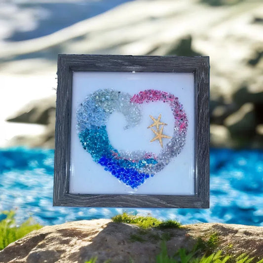 Wave-Kissed Heart Crushed Glass Craft Kit