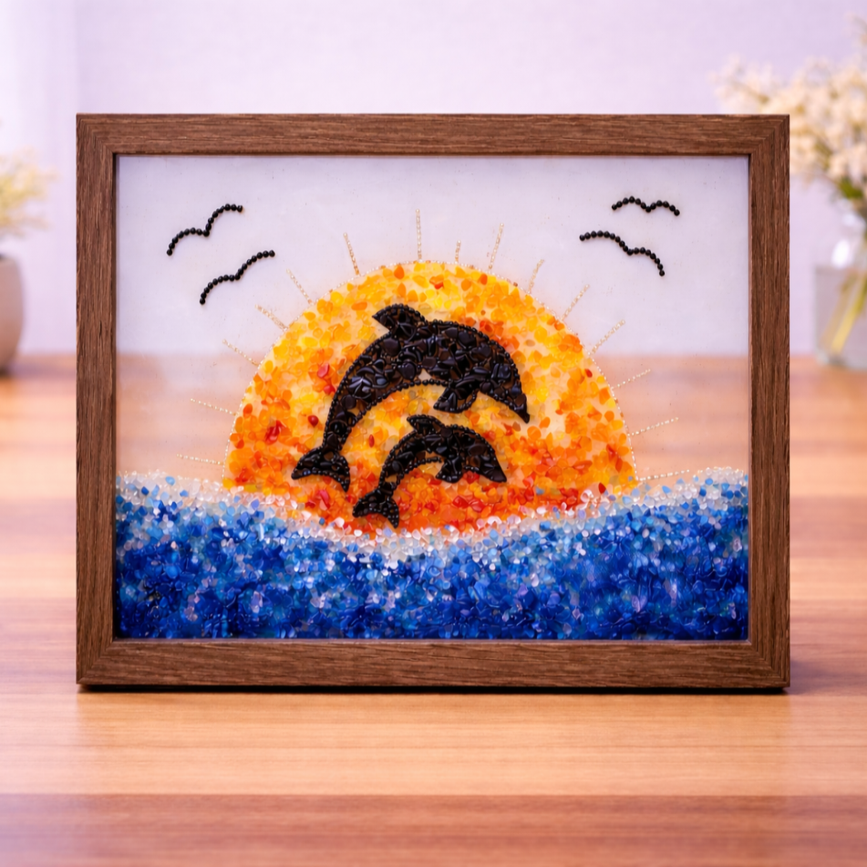 Dancing Dolphins at Dawn – Crushed Glass Art Kit