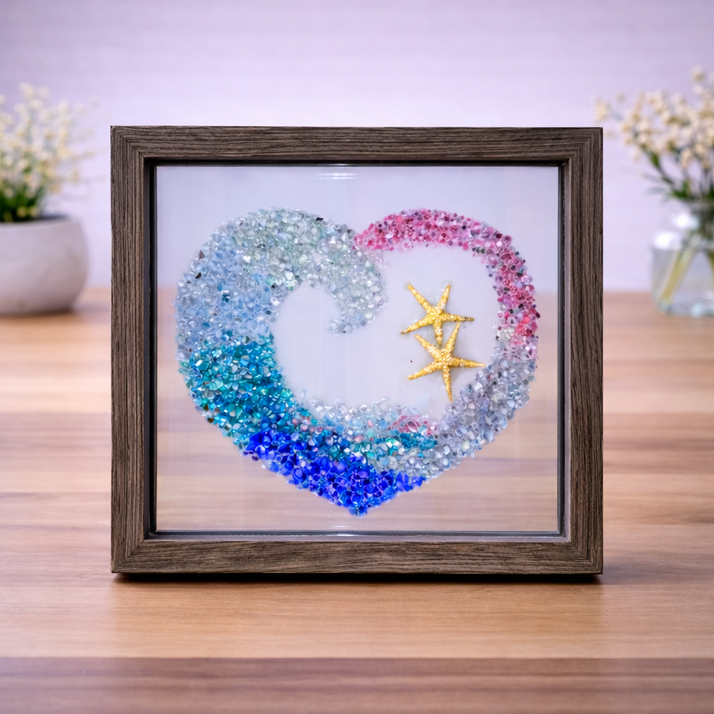 Wave-Kissed Heart Crushed Glass Craft Kit