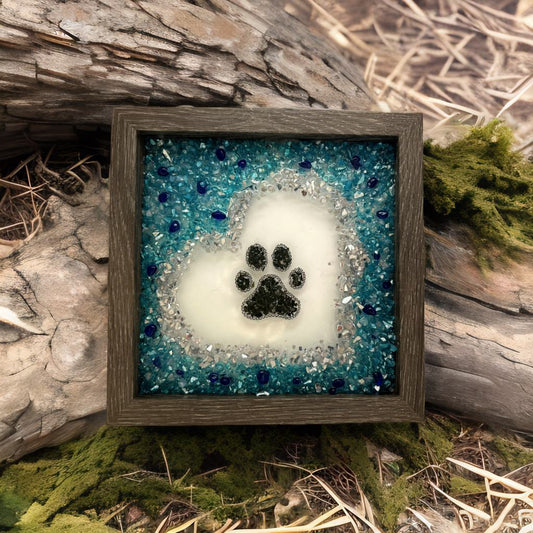 Animal Lovers Paw Print on My Heart Crushed Glass Kit