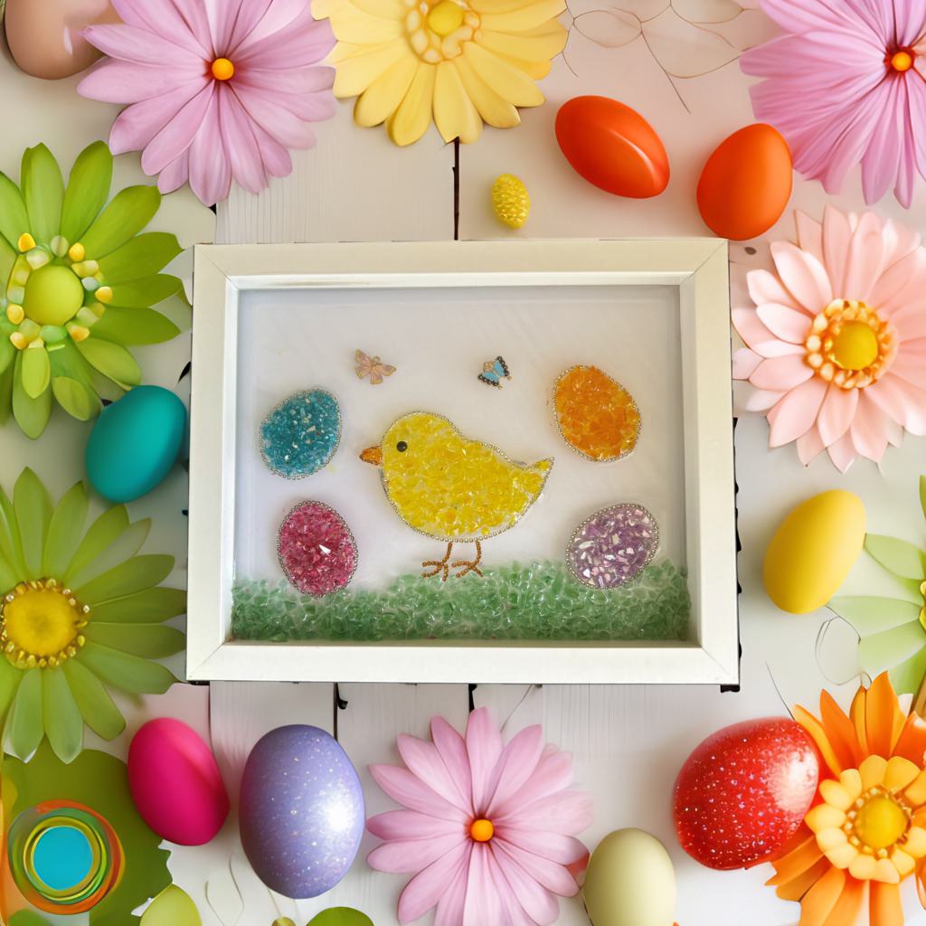 Chicks and Eggs Crushed Glass Craft Kit