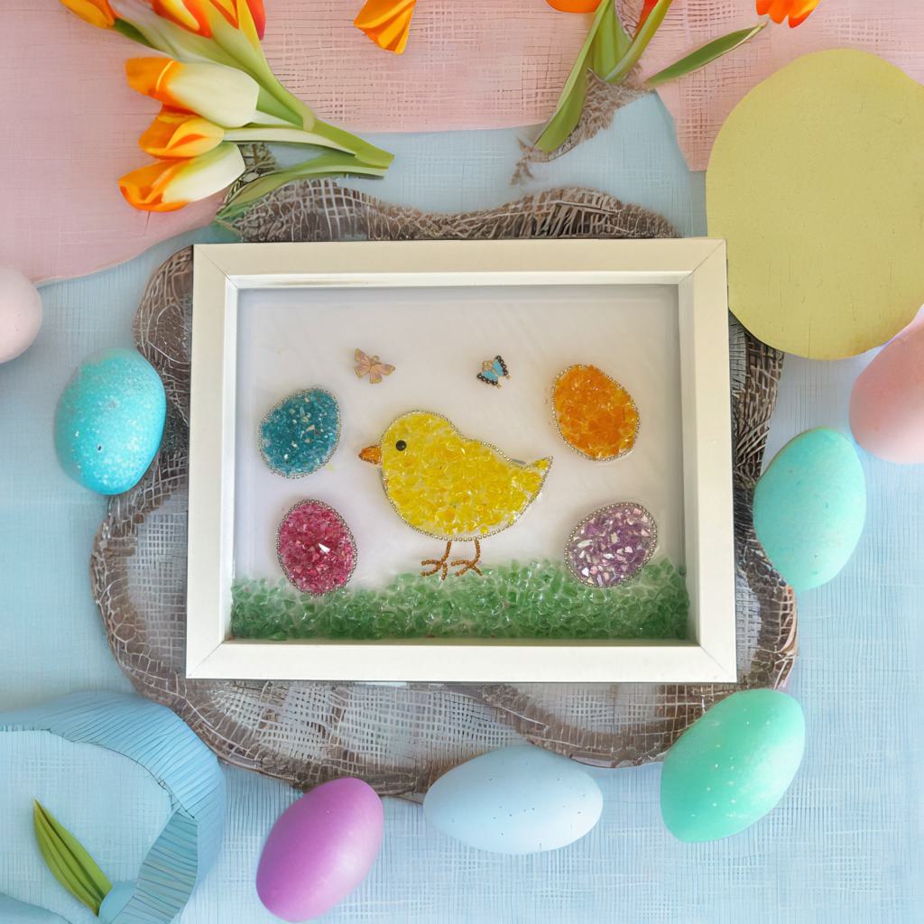 Chicks and Eggs Crushed Glass Craft Kit