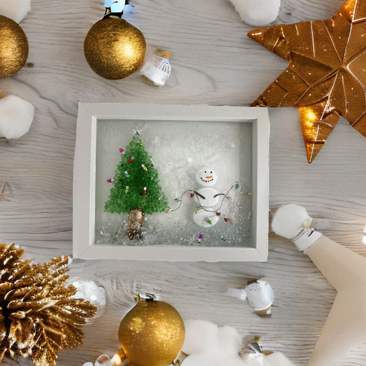 Frosty Fun: Christmas Tree & Snowman Crushed Glass Craft Kit