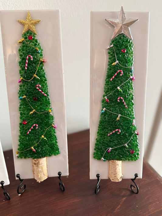 Crushed Glass Christmas Tree on Tile